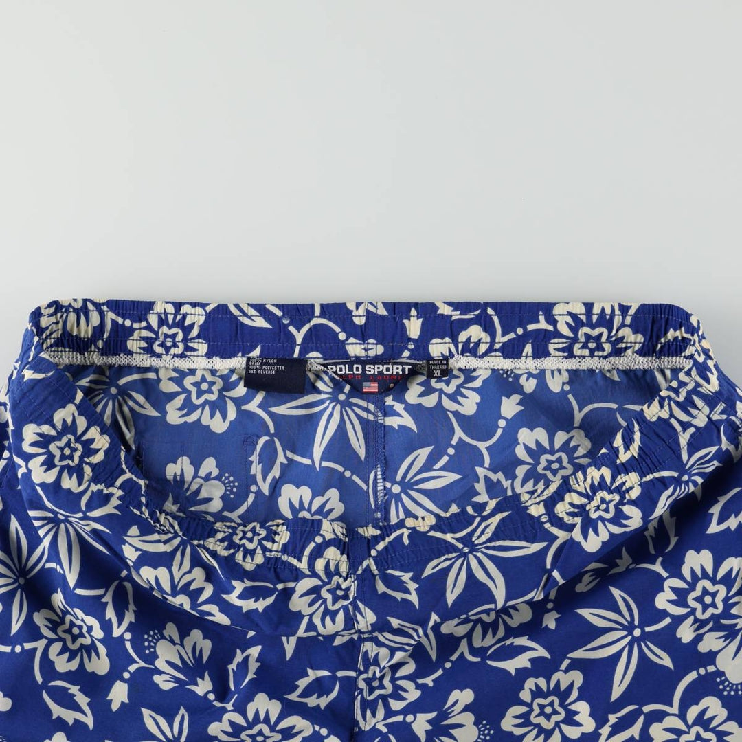 Ralph Lauren POLO SPORT all-over floral print swim shorts, men's size XL equivalent. Nylon blue type Vintage Second Hand