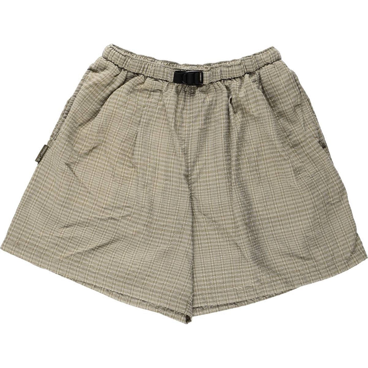 Columbia Check Pattern Swim Shorts (Men's Size M) Nylon Beige type Vintage Second Hand