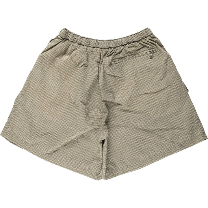 Columbia Check Pattern Swim Shorts (Men's Size M) Nylon Beige type Vintage Second Hand