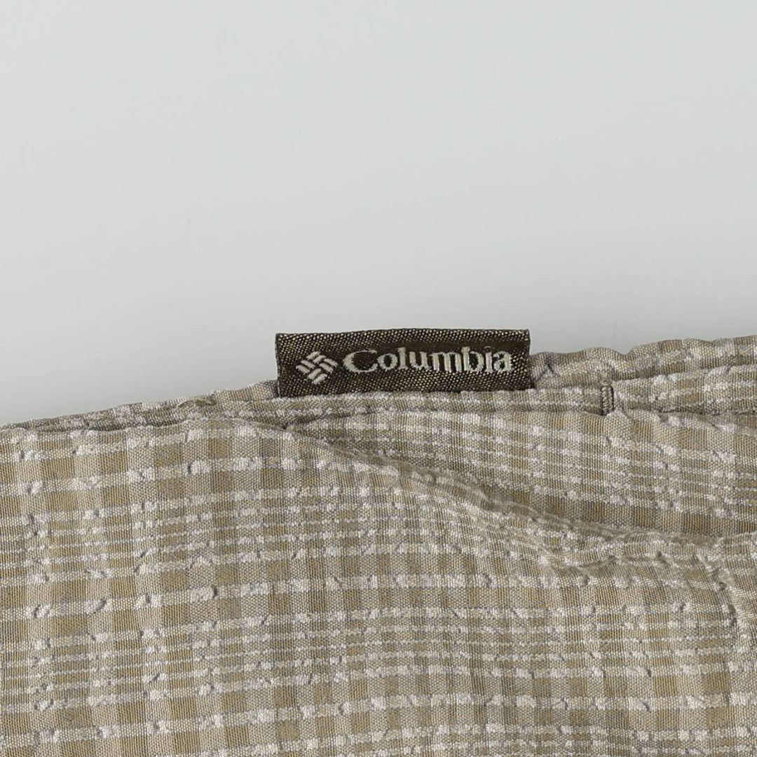 Columbia Check Pattern Swim Shorts (Men's Size M) Nylon Beige type Vintage Second Hand