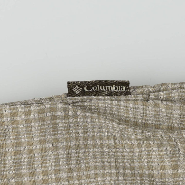 Columbia Check Pattern Swim Shorts (Men's Size M) Nylon Beige type Vintage Second Hand