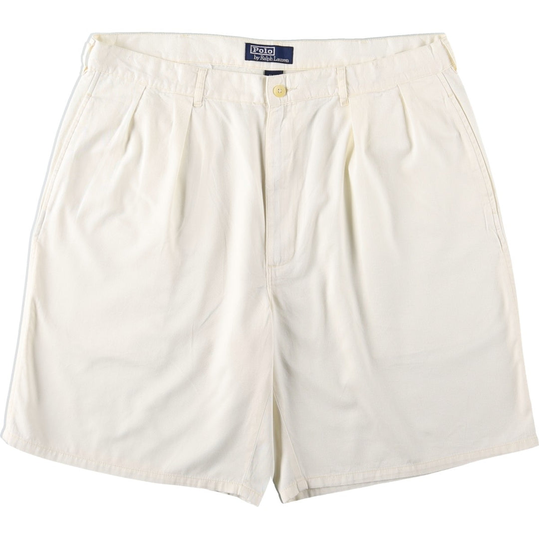 Ralph Lauren POLO by Ralph Lauren Two-pleat Chino Shorts, Men's, Size W37 cotton ivory Vintage Second Hand