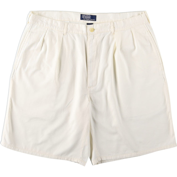 Ralph Lauren POLO by Ralph Lauren Two-pleat Chino Shorts, Men's, Size W37 cotton ivory Vintage Second Hand