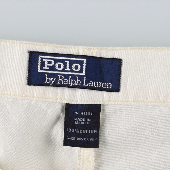 Ralph Lauren POLO by Ralph Lauren Two-pleat Chino Shorts, Men's, Size W37 cotton ivory Vintage Second Hand
