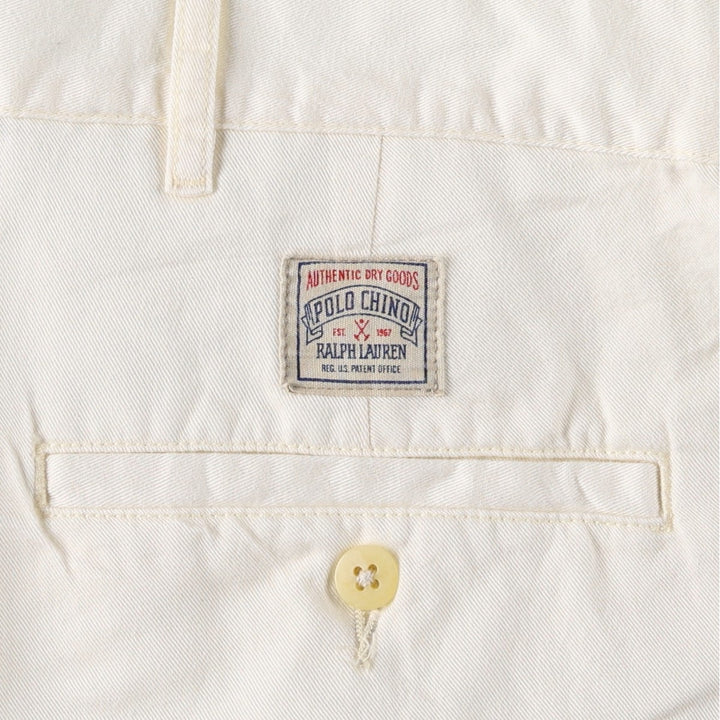 Ralph Lauren POLO by Ralph Lauren Two-pleat Chino Shorts, Men's, Size W37 cotton ivory Vintage Second Hand