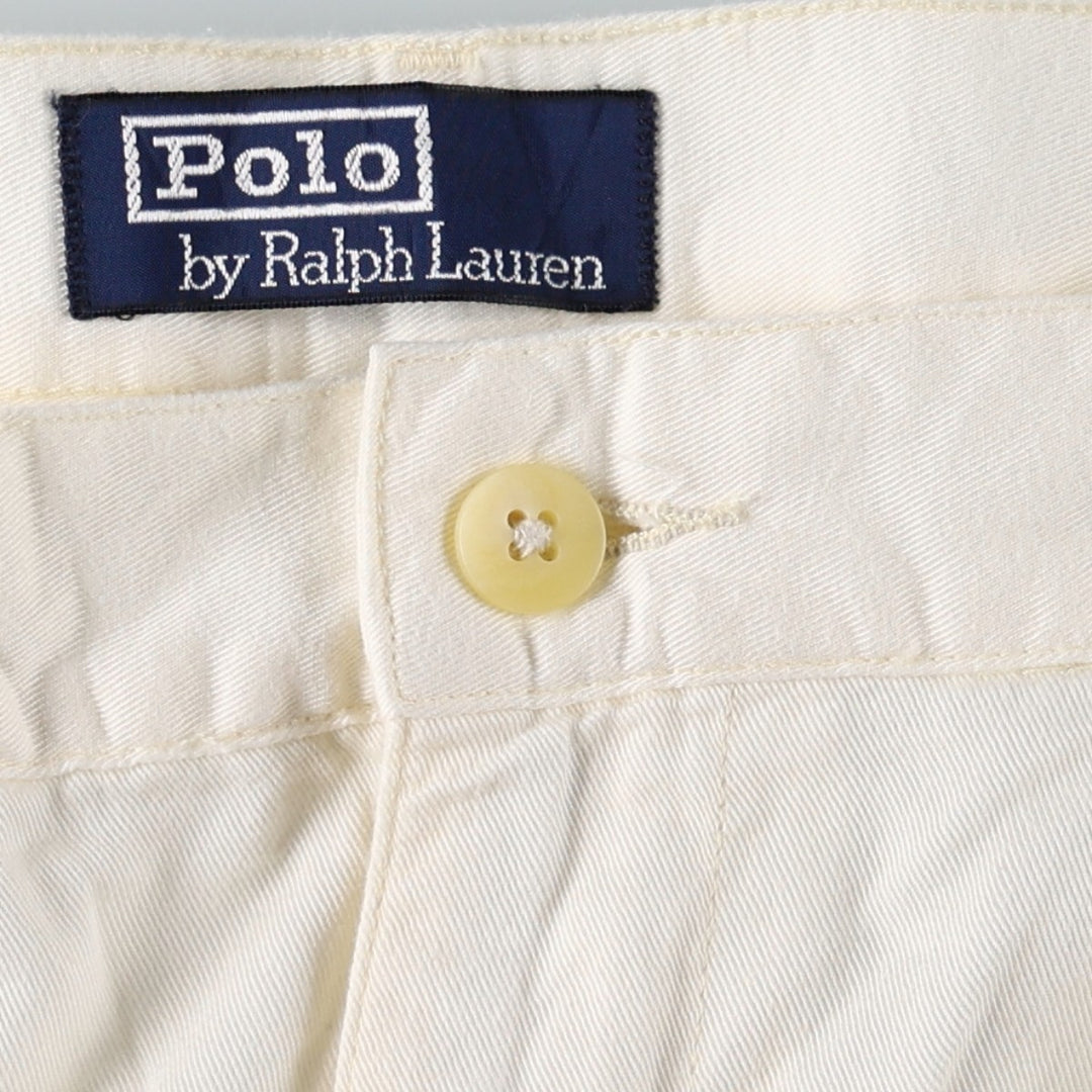 Ralph Lauren POLO by Ralph Lauren Two-pleat Chino Shorts, Men's, Size W37 cotton ivory Vintage Second Hand
