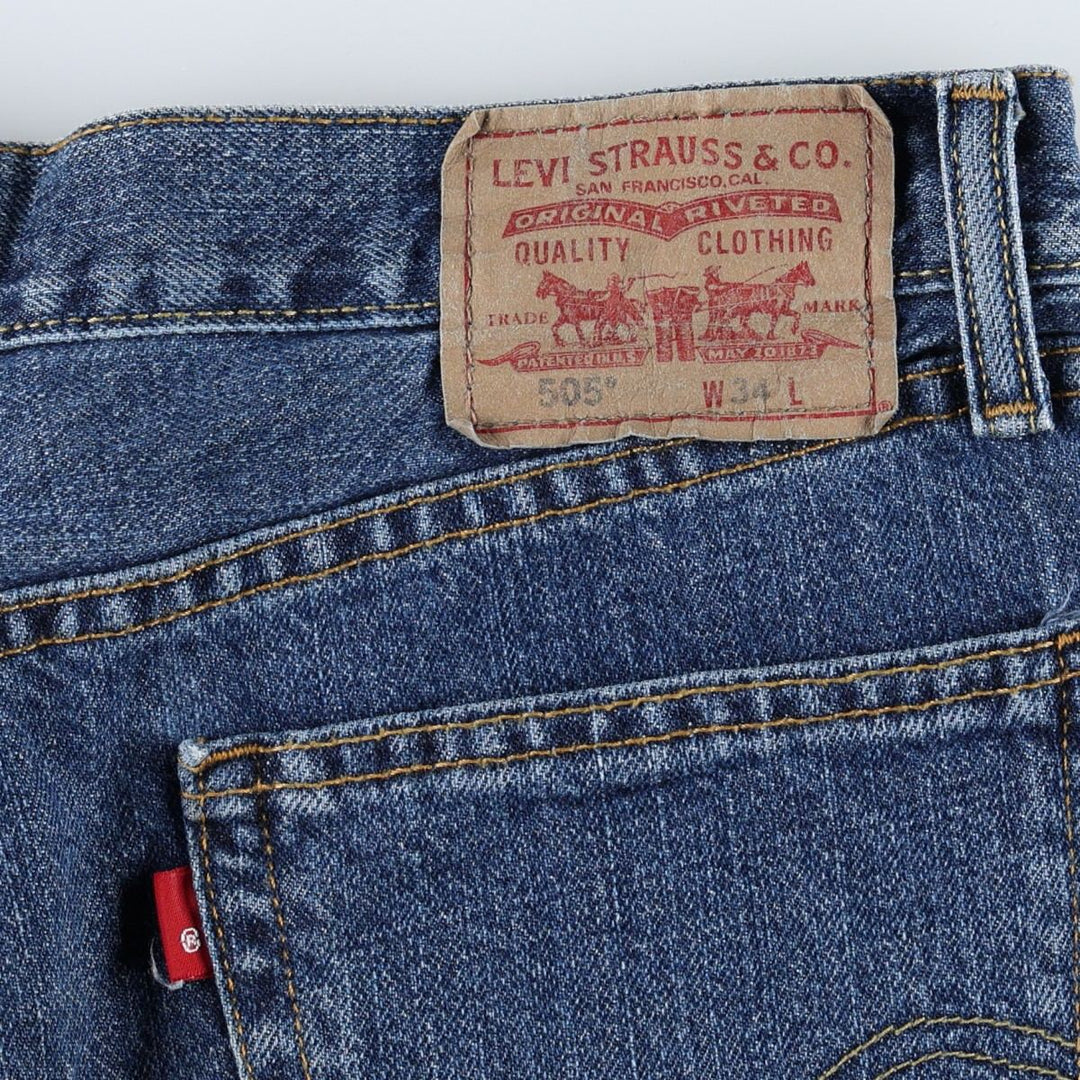 Levi's 505 Straight Fit Denim Shorts (Men's W37 equivalent) cotton blue type Vintage Second Hand