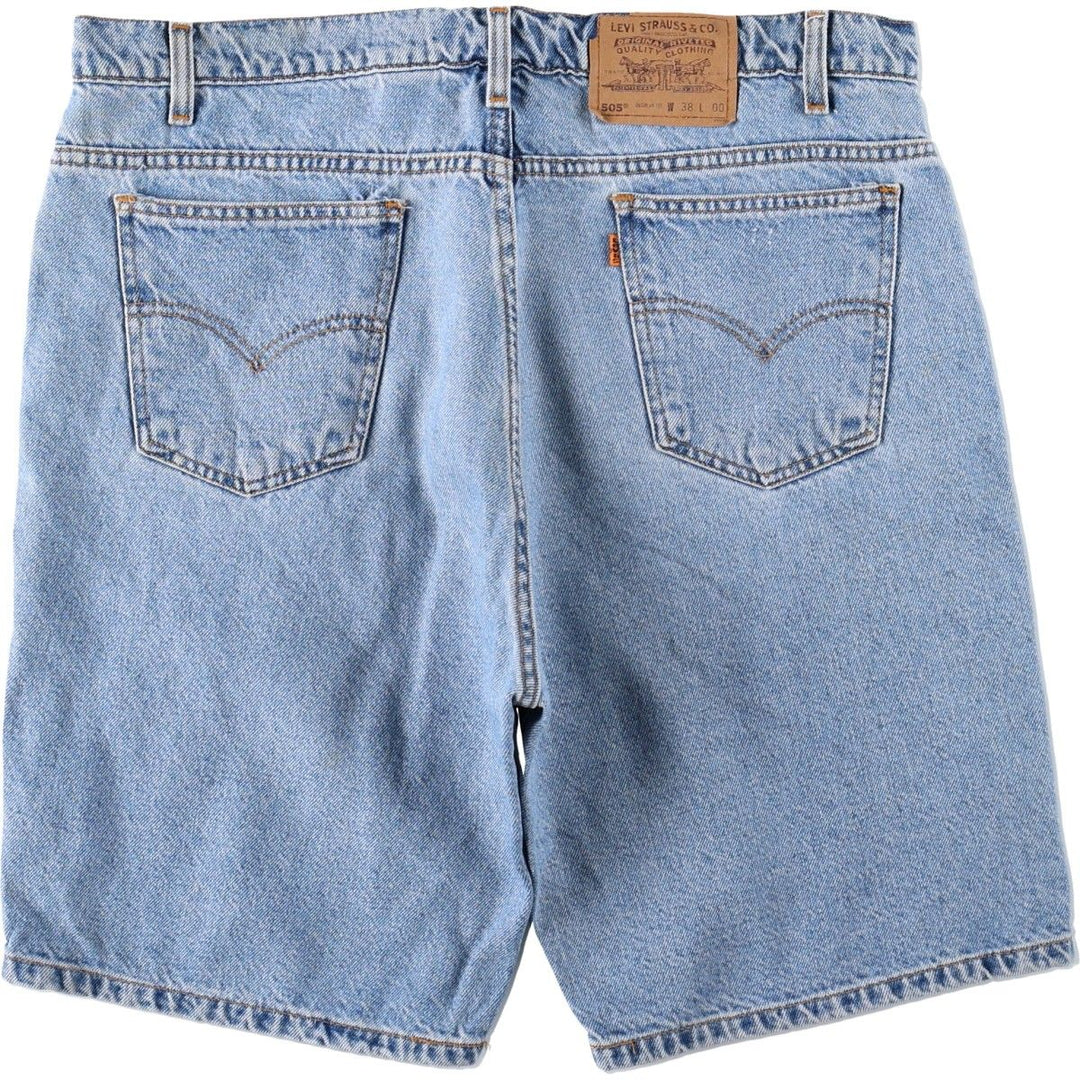90'S Levi's 505 Regular Fit Orange Tab Denim Shorts, Men's Size W38 (approx.), Vintage cotton blue type Vintage Second Hand