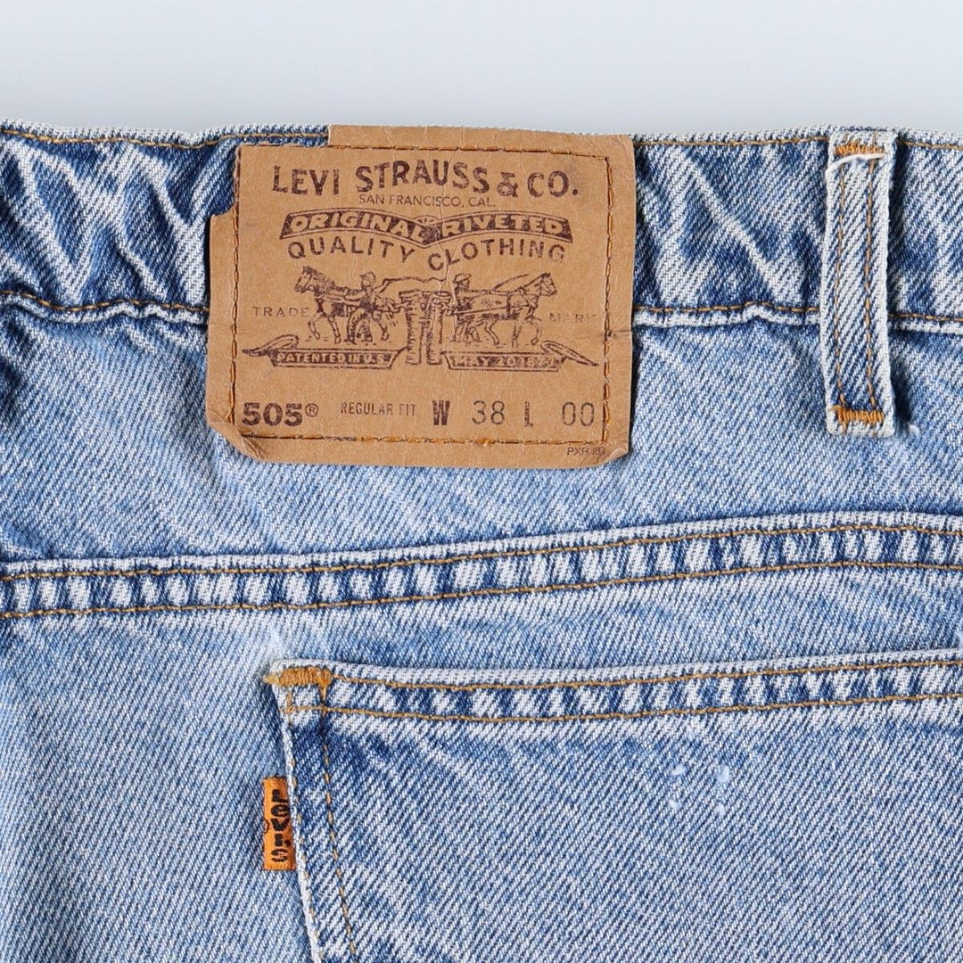 90'S Levi's 505 Regular Fit Orange Tab Denim Shorts, Men's Size W38 (approx.), Vintage cotton blue type Vintage Second Hand
