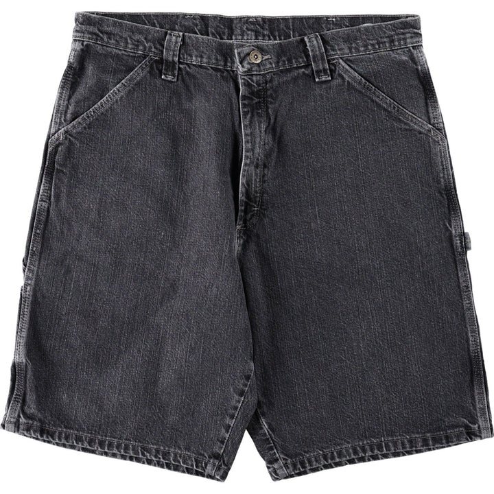 Wrangler Carpenter Black Denim Painter Shorts (Men's W36 equivalent) cotton black type Vintage Second Hand