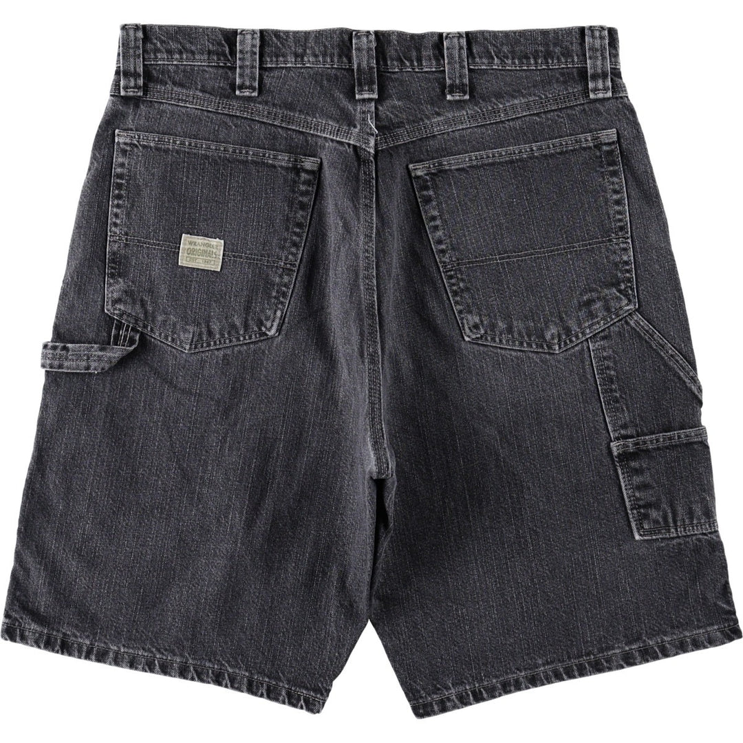 Wrangler Carpenter Black Denim Painter Shorts (Men's W36 equivalent) cotton black type Vintage Second Hand