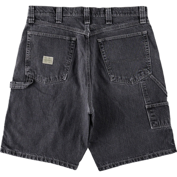 Wrangler Carpenter Black Denim Painter Shorts (Men's W36 equivalent) cotton black type Vintage Second Hand