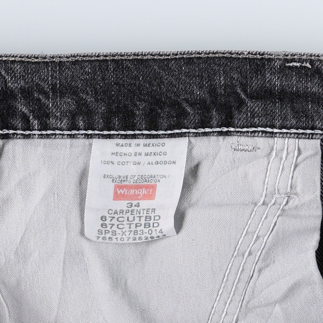 Wrangler Carpenter Black Denim Painter Shorts (Men's W36 equivalent) cotton black type Vintage Second Hand