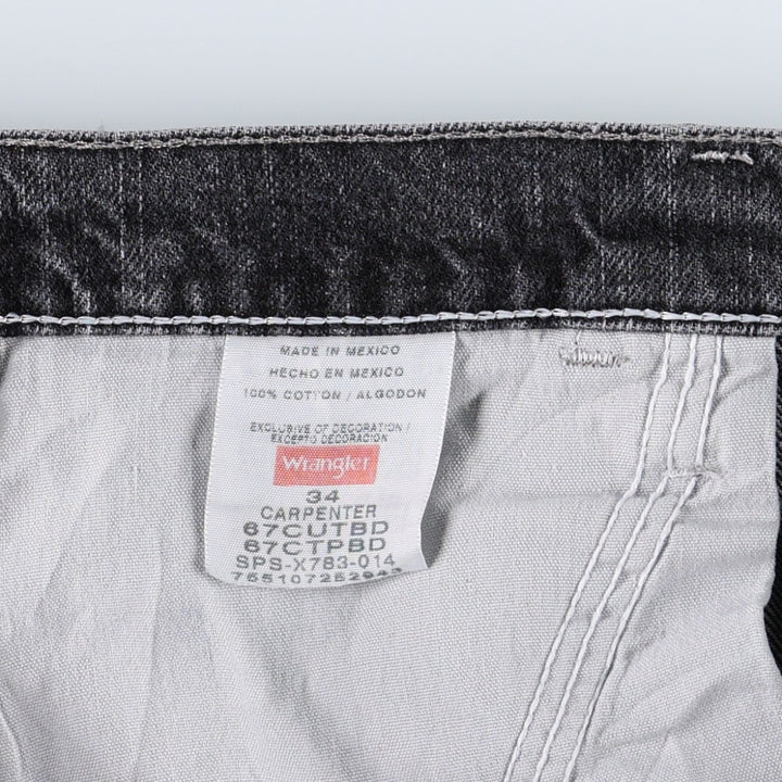 Wrangler Carpenter Black Denim Painter Shorts (Men's W36 equivalent) cotton black type Vintage Second Hand