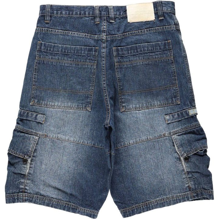 South Pole denim shorts, half pants, cargo pants, men's size W36 (approx.) Lamy blue type Vintage Second Hand
