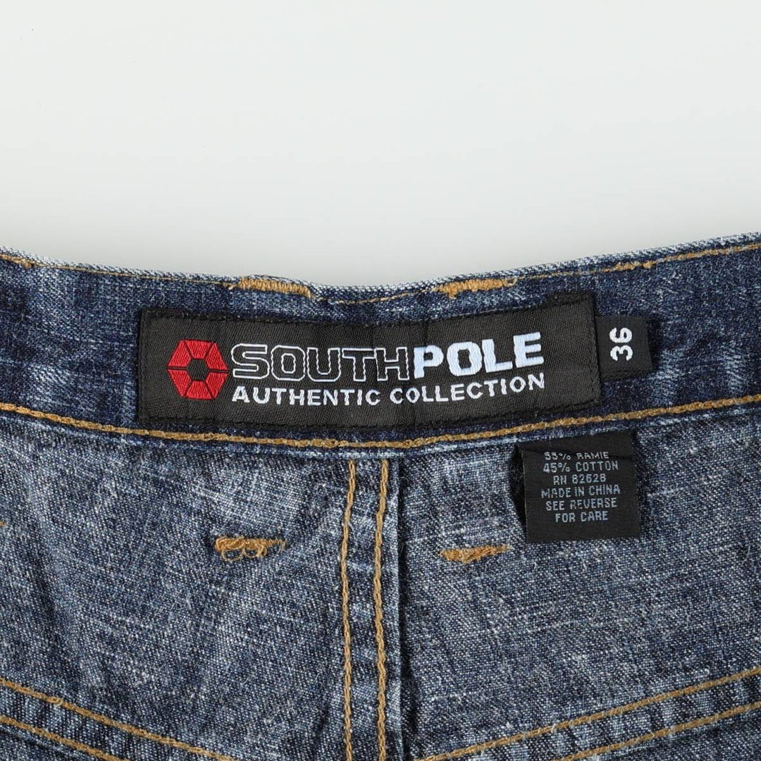South Pole denim shorts, half pants, cargo pants, men's size W36 (approx.) Lamy blue type Vintage Second Hand