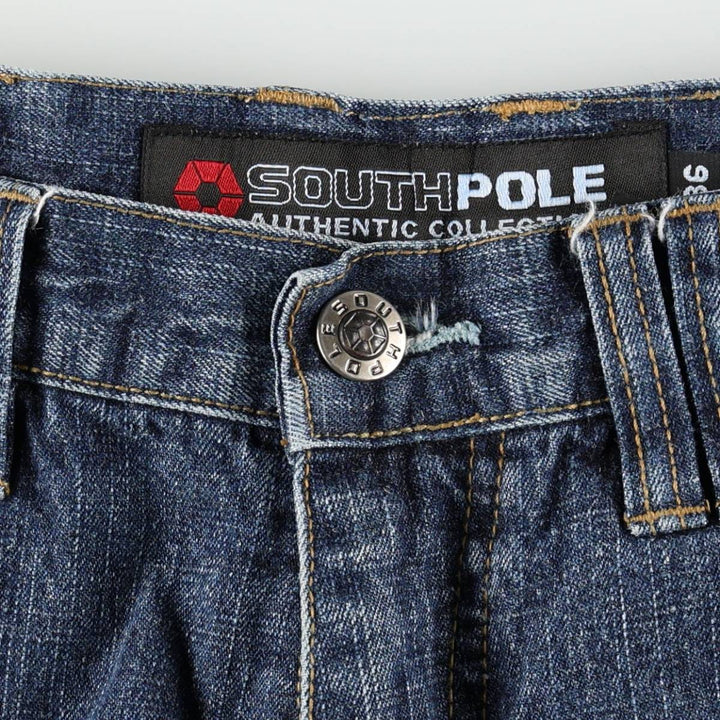 South Pole denim shorts, half pants, cargo pants, men's size W36 (approx.) Lamy blue type Vintage Second Hand