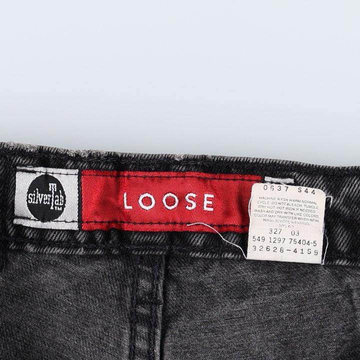 90'S Levi's Silver Tab Loose Black Denim Shorts, Made in USA, Men's W30 (approx.), Vintage cotton black type Vintage Second Hand