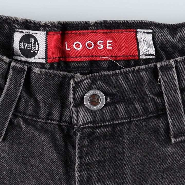 90'S Levi's Silver Tab Loose Black Denim Shorts, Made in USA, Men's W30 (approx.), Vintage cotton black type Vintage Second Hand