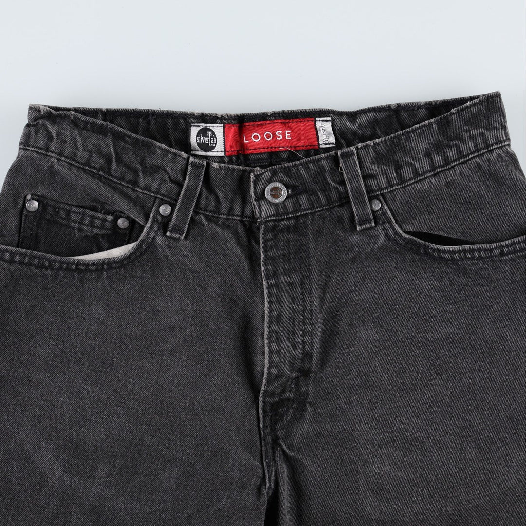 90'S Levi's Silver Tab Loose Black Denim Shorts, Made in USA, Men's W30 (approx.), Vintage cotton black type Vintage Second Hand