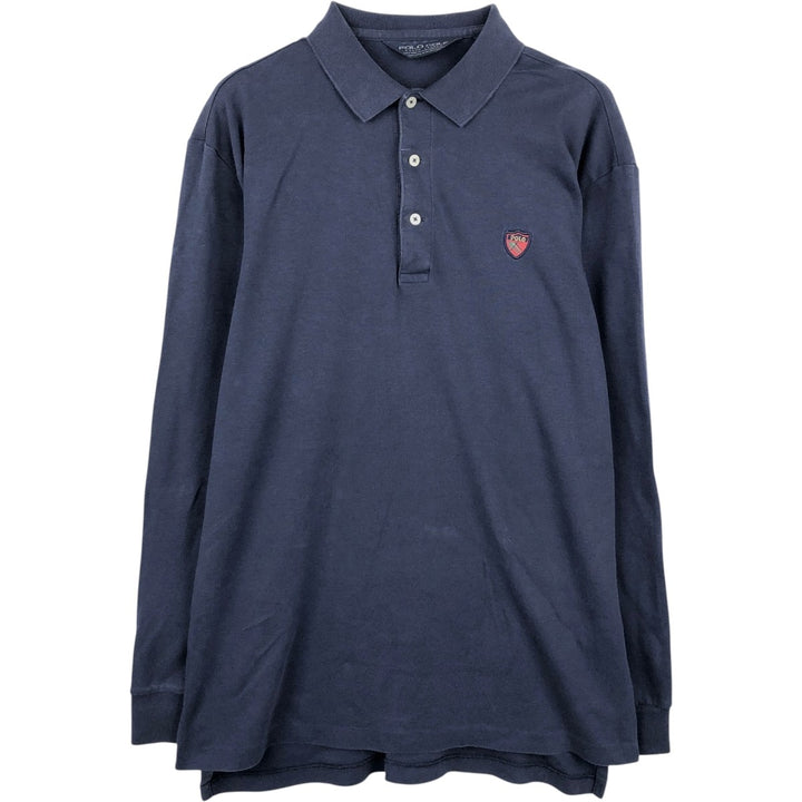 Ralph Lauren POLO GOLF Long sleeve polo shirt for men, size M Pima Cotton navy blue type Vintage Second Hand