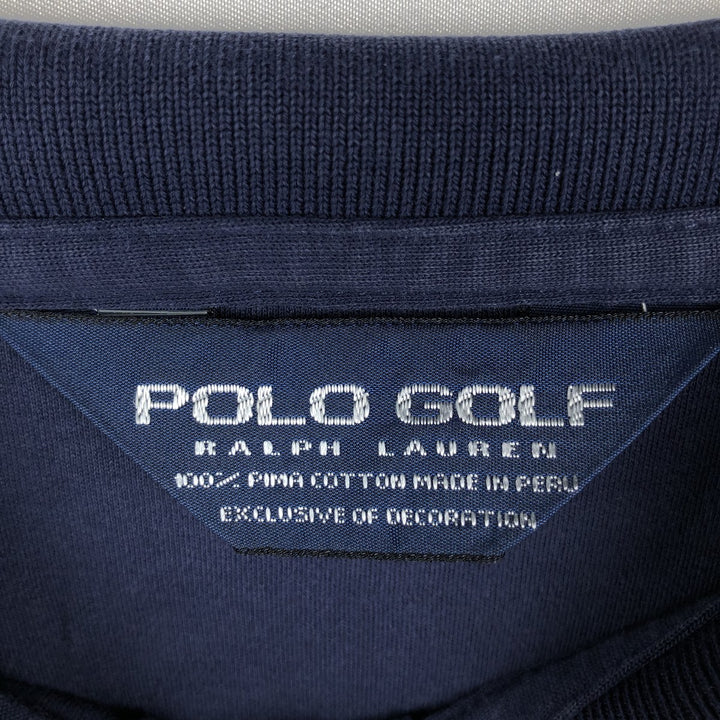 Ralph Lauren POLO GOLF Long sleeve polo shirt for men, size M Pima Cotton navy blue type Vintage Second Hand