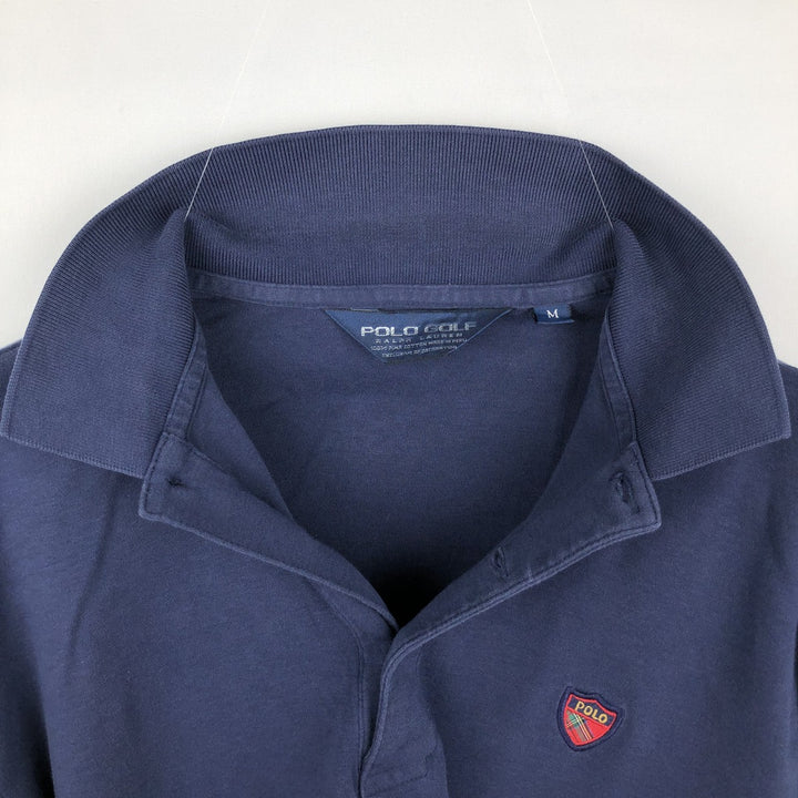 Ralph Lauren POLO GOLF Long sleeve polo shirt for men, size M Pima Cotton navy blue type Vintage Second Hand