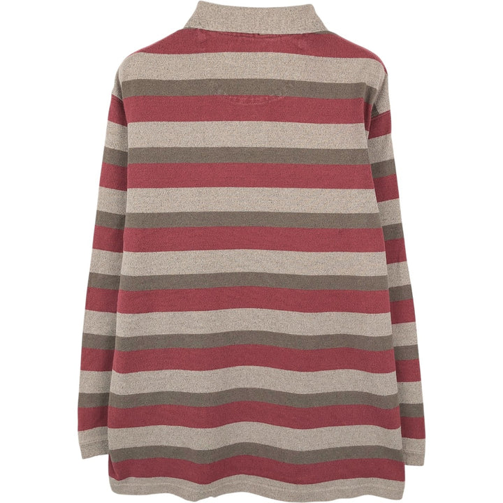 Ralph Lauren CHAPS Long-Sleeve Multi-Stripe Polo Shirt, Men's Size M (approx.) cotton red type Vintage Second Hand