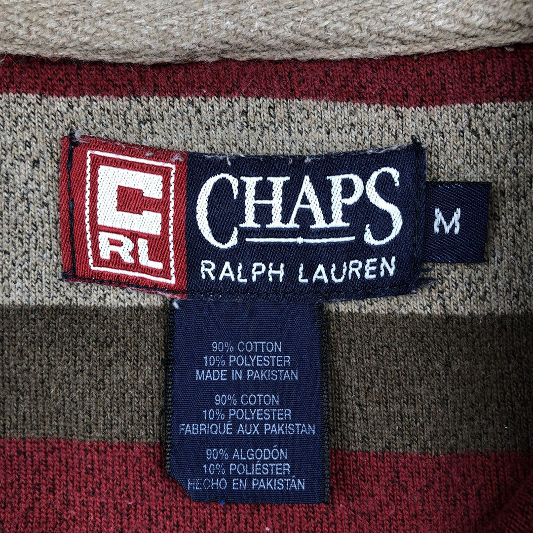 Ralph Lauren CHAPS Long-Sleeve Multi-Stripe Polo Shirt, Men's Size M (approx.) cotton red type Vintage Second Hand