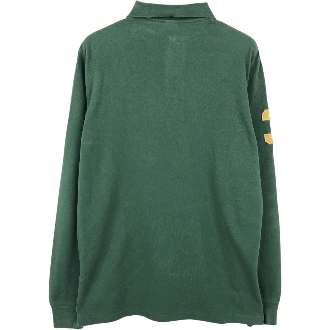 Ralph Lauren POLO by Ralph Lauren CUSTOM FIT Big Pony Long Sleeve Polo Shirt, Men's Size Medium cotton dark green Vintage Second Hand