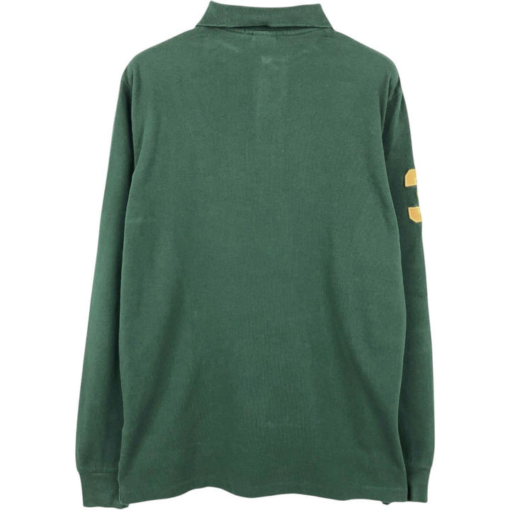 Ralph Lauren POLO by Ralph Lauren CUSTOM FIT Big Pony Long Sleeve Polo Shirt, Men's Size Medium cotton dark green Vintage Second Hand