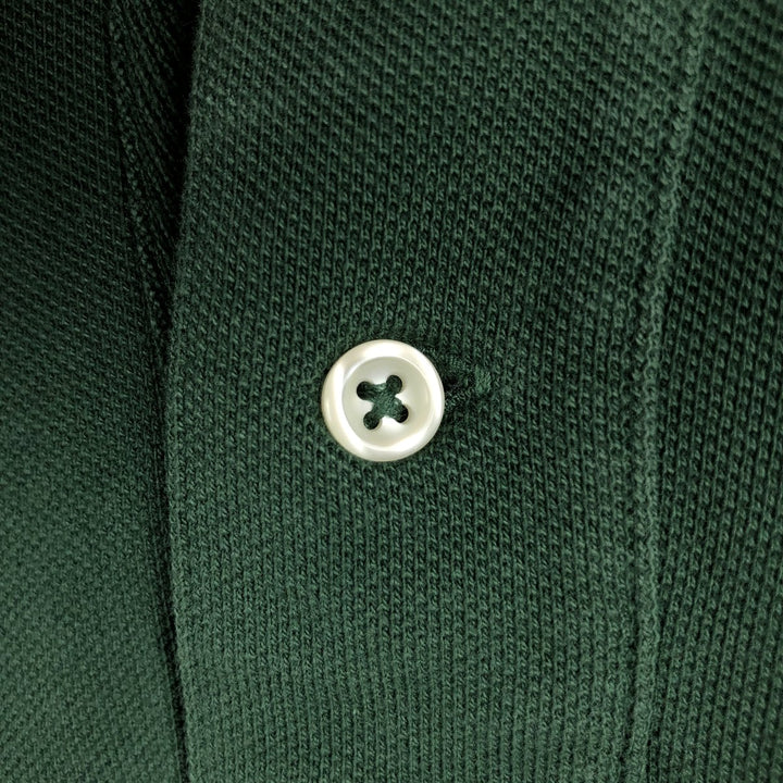 Ralph Lauren POLO by Ralph Lauren CUSTOM FIT Big Pony Long Sleeve Polo Shirt, Men's Size Medium cotton dark green Vintage Second Hand