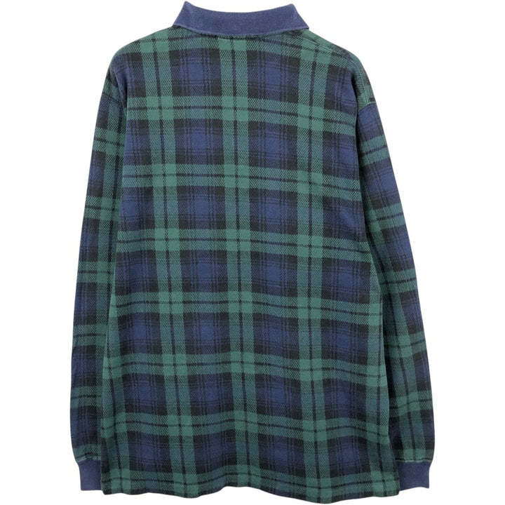 Ralph Lauren POLO by Ralph Lauren Black Watch Check Long Sleeve Polo Shirt, Men's Size XL (approx.) cotton green type Vintage Second Hand