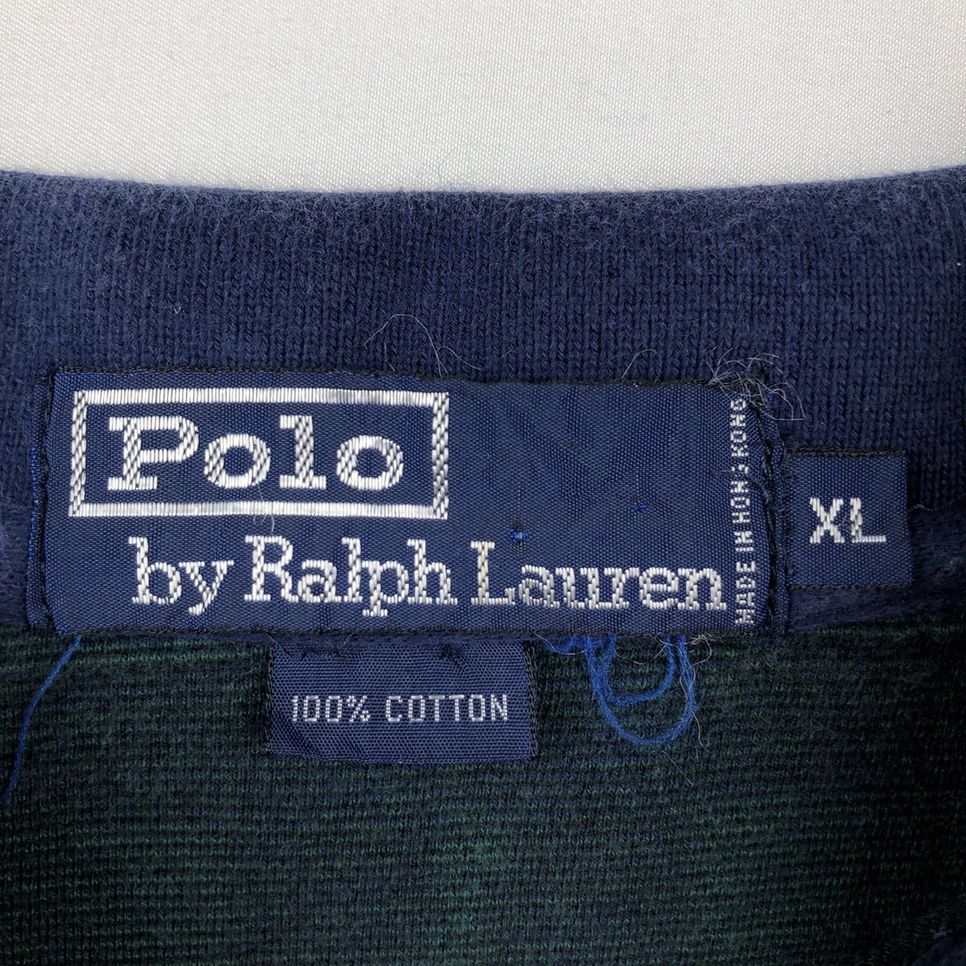 Ralph Lauren POLO by Ralph Lauren Black Watch Check Long Sleeve Polo Shirt, Men's Size XL (approx.) cotton green type Vintage Second Hand