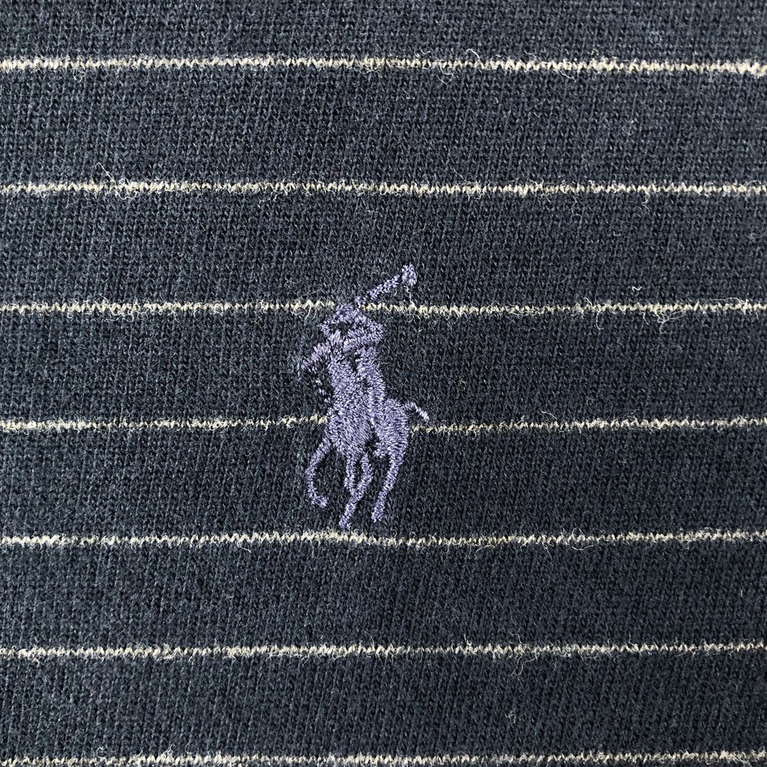 Ralph Lauren POLO by Ralph Lauren Skipper Collar Long Sleeve Striped Polo Shirt, Men's Size L (approx.) cotton navy blue type Vintage Second Hand