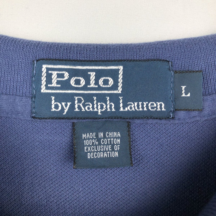 Ralph Lauren POLO by Ralph Lauren long sleeve polo shirt, men's size L cotton blue type Vintage Second Hand