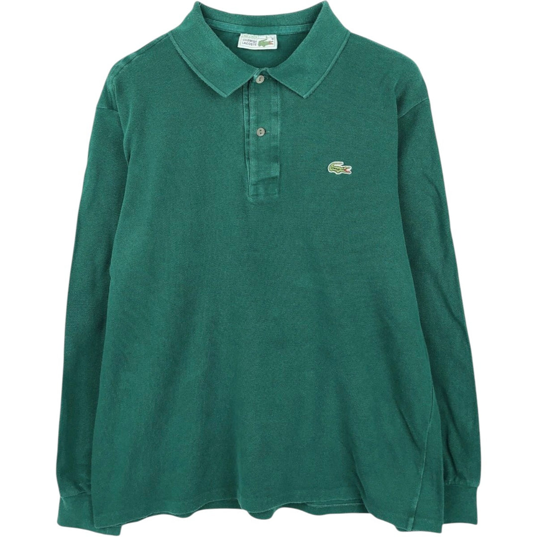1980'S Lacoste CHEMISE French Lacoste Long-Sleeve Polo Shirt, Made in France, Size 6 (Men's XL equivalent), Vintage cotton Green type dark green Vintage Second Hand