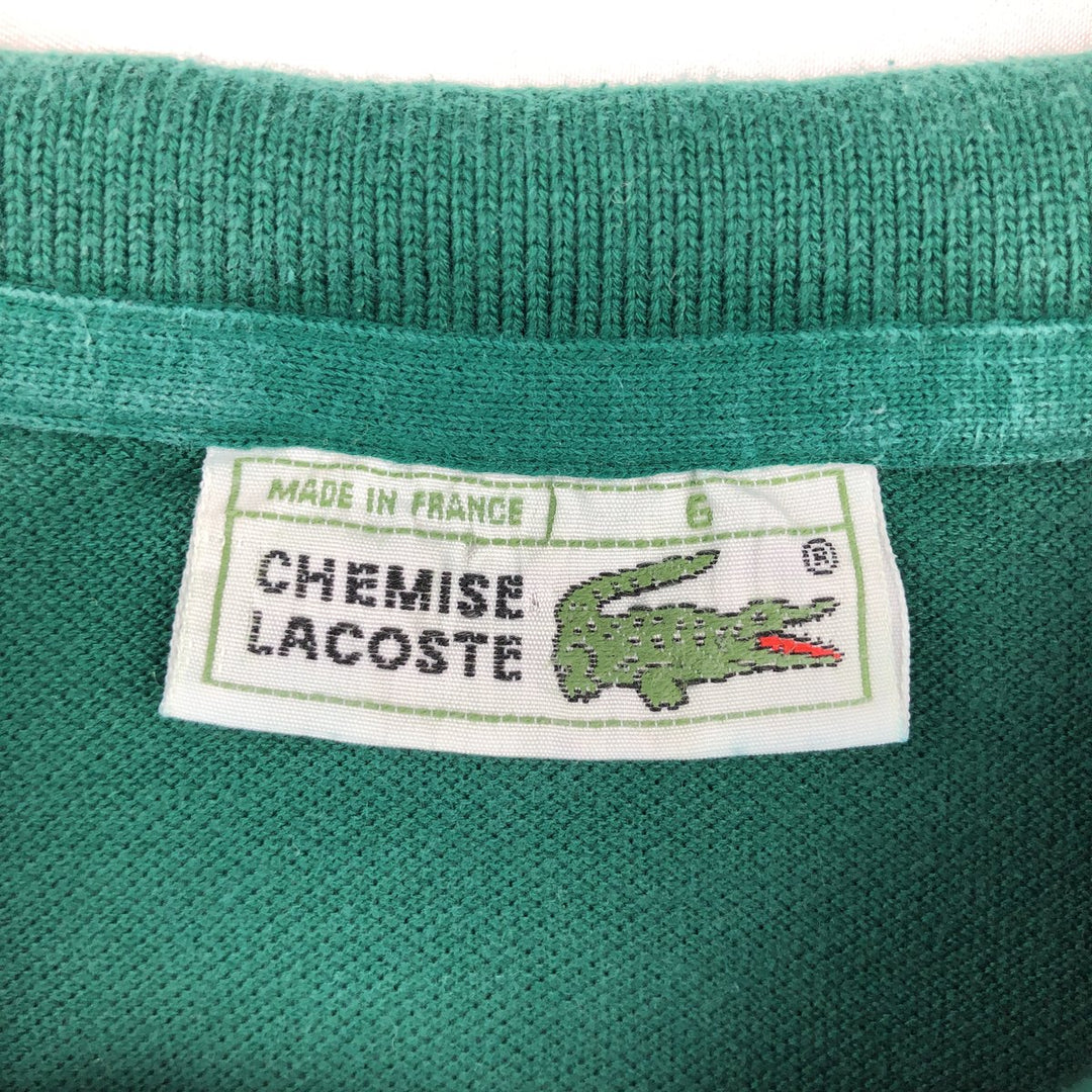 1980'S Lacoste CHEMISE French Lacoste Long-Sleeve Polo Shirt, Made in France, Size 6 (Men's XL equivalent), Vintage cotton Green type dark green Vintage Second Hand