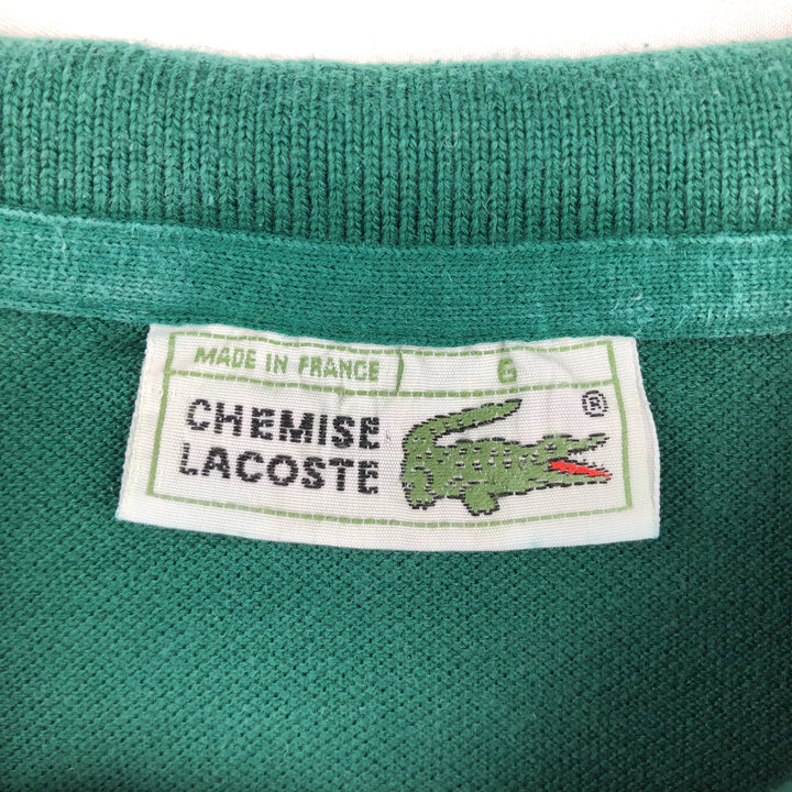 1980'S Lacoste CHEMISE French Lacoste Long-Sleeve Polo Shirt, Made in France, Size 6 (Men's XL equivalent), Vintage cotton Green type dark green Vintage Second Hand