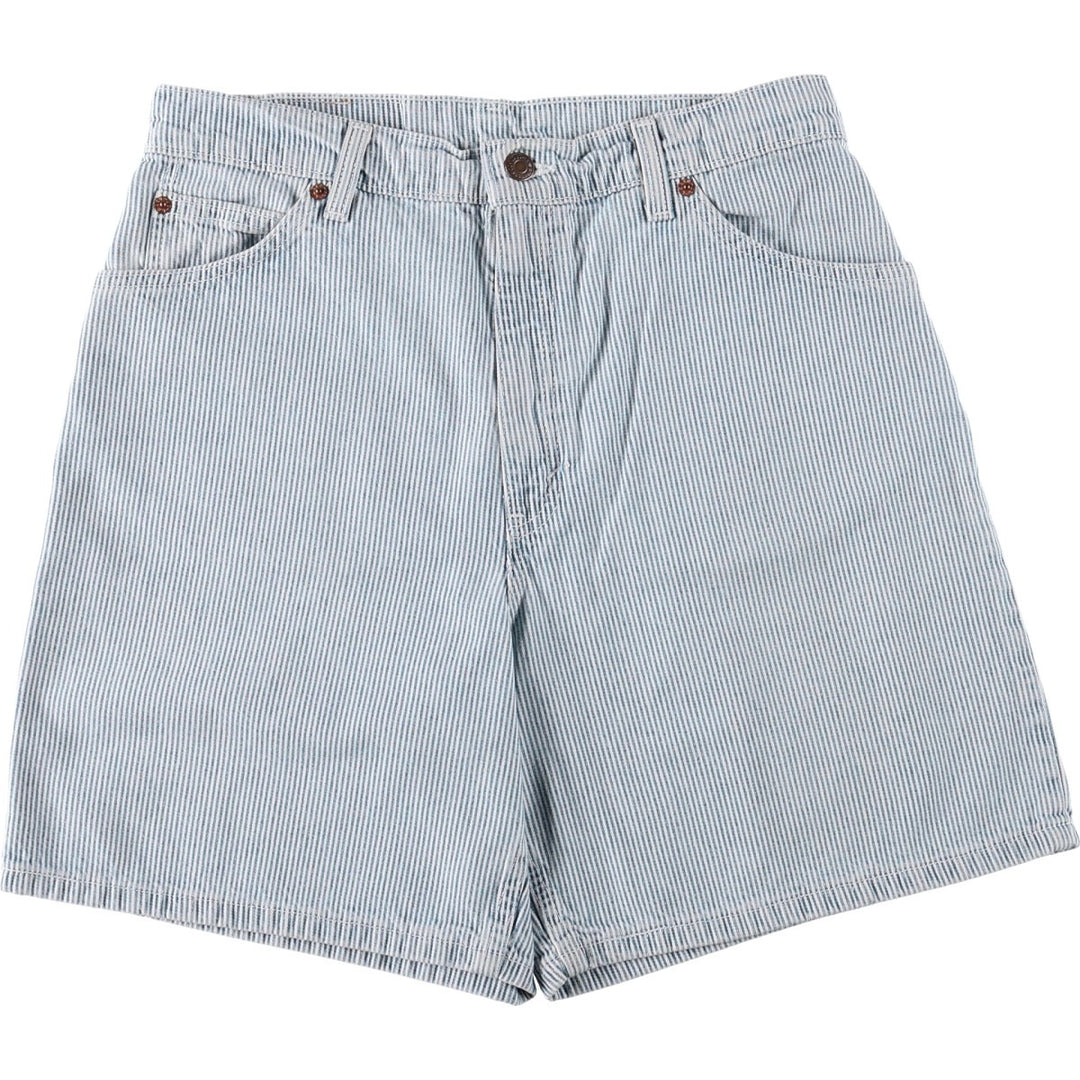 1990'S Levi's 36951-5326 Hickory Stripe Orange Tab Denim Shorts, Women's XL (W31 equivalent) cotton Navy blue Vintage Second Hand