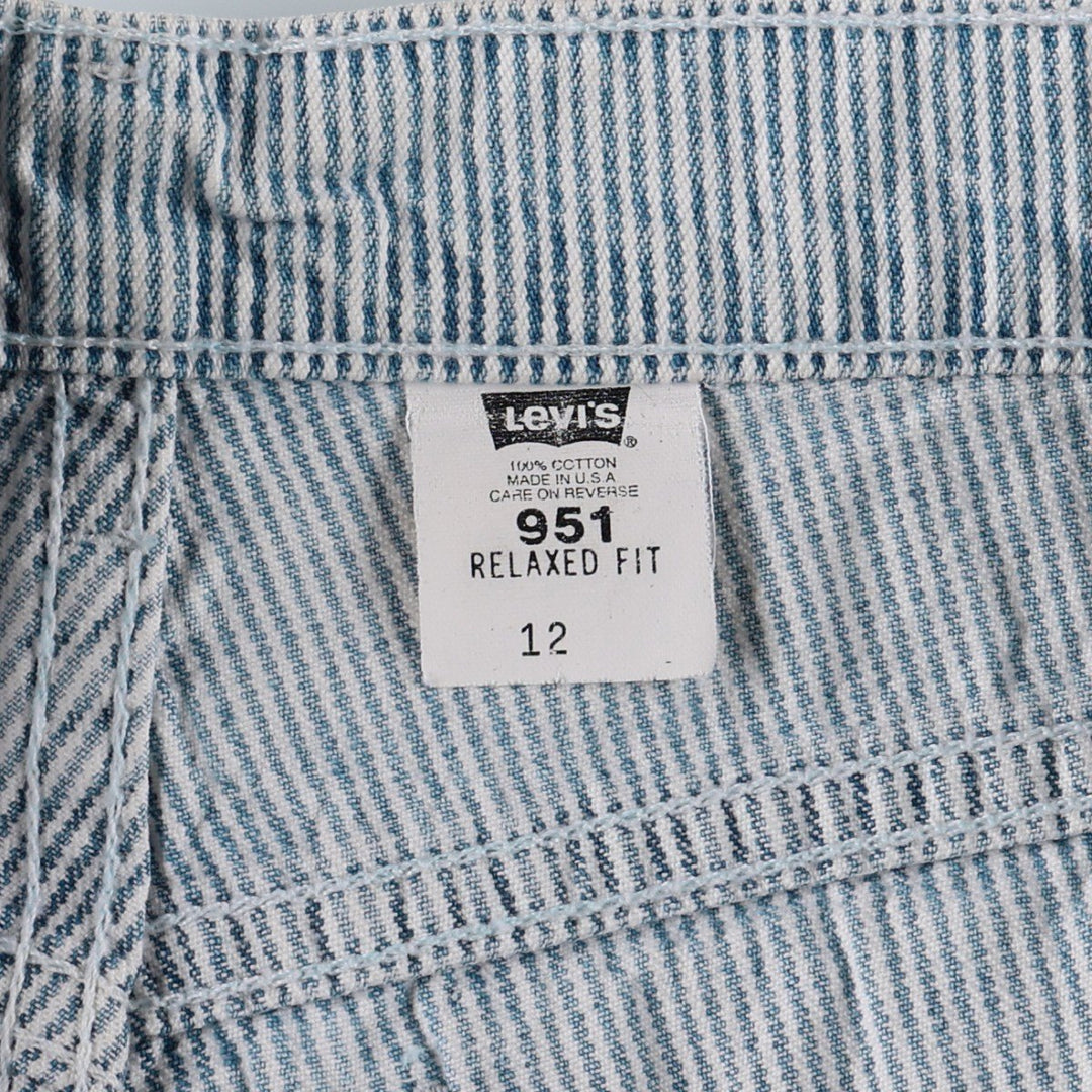 1990'S Levi's 36951-5326 Hickory Stripe Orange Tab Denim Shorts, Women's XL (W31 equivalent) cotton Navy blue Vintage Second Hand