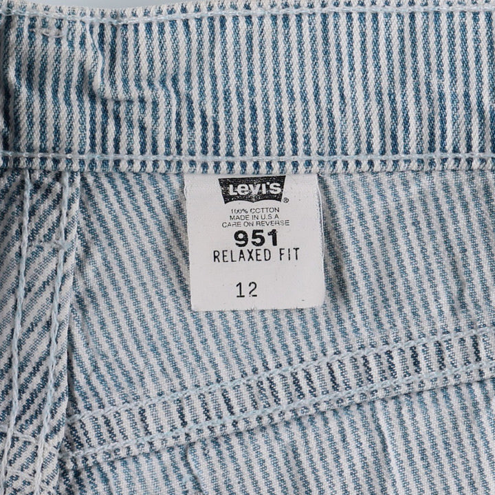 1990'S Levi's 36951-5326 Hickory Stripe Orange Tab Denim Shorts, Women's XL (W31 equivalent) cotton Navy blue Vintage Second Hand