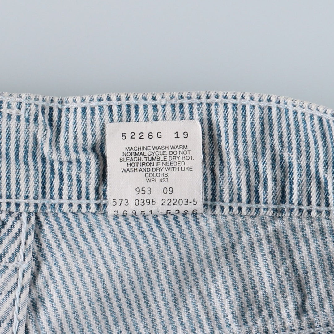 1990'S Levi's 36951-5326 Hickory Stripe Orange Tab Denim Shorts, Women's XL (W31 equivalent) cotton Navy blue Vintage Second Hand
