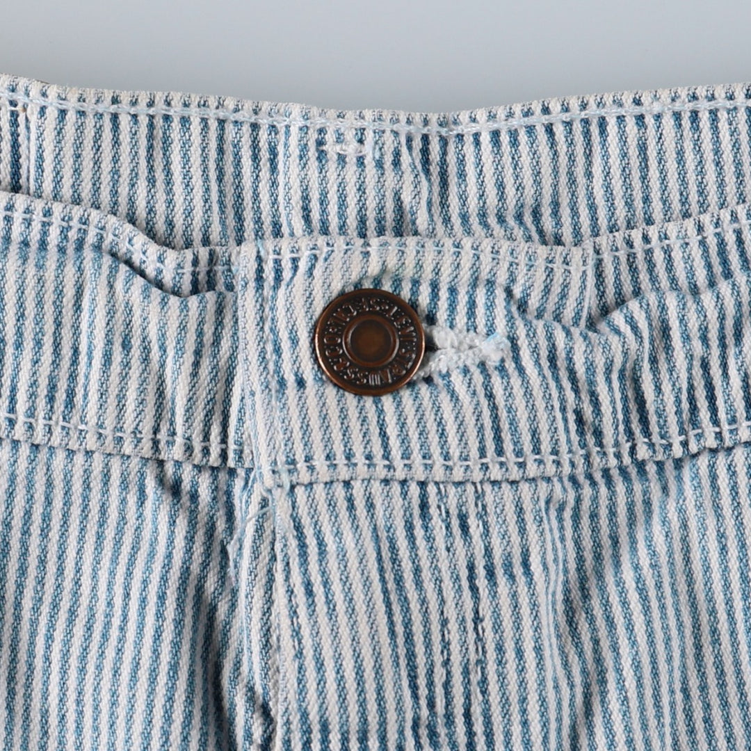 1990'S Levi's 36951-5326 Hickory Stripe Orange Tab Denim Shorts, Women's XL (W31 equivalent) cotton Navy blue Vintage Second Hand