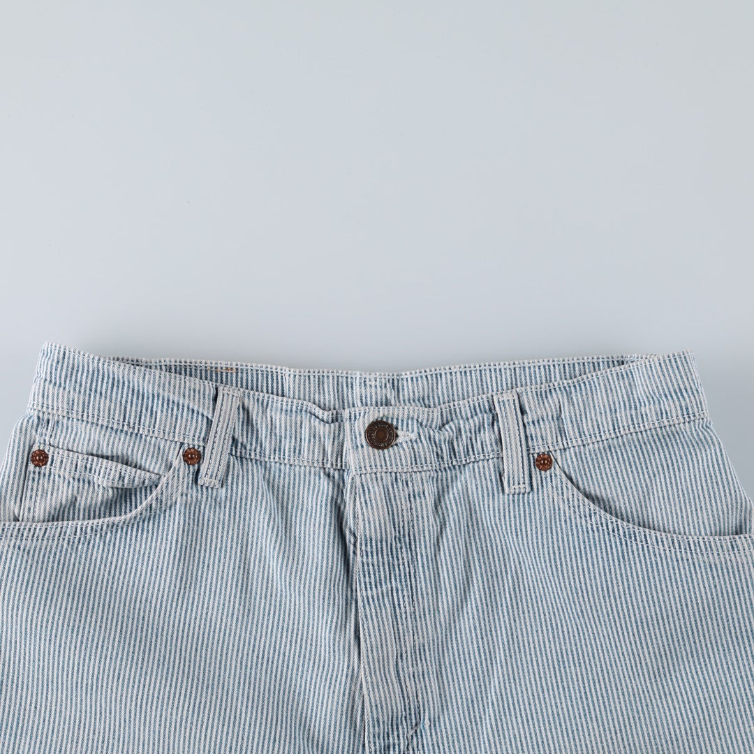 1990'S Levi's 36951-5326 Hickory Stripe Orange Tab Denim Shorts, Women's XL (W31 equivalent) cotton Navy blue Vintage Second Hand