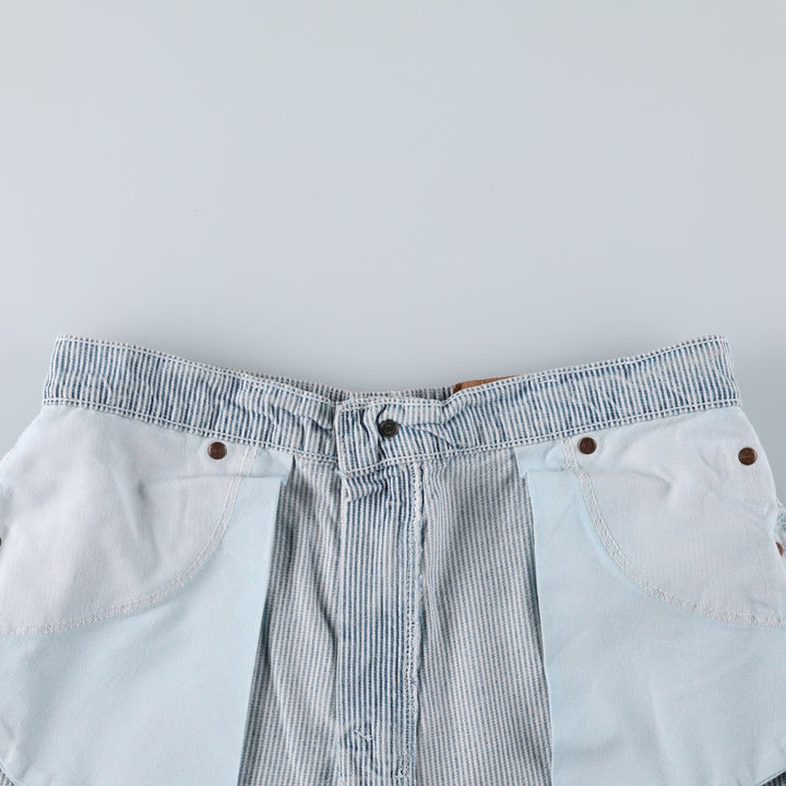 1990'S Levi's 36951-5326 Hickory Stripe Orange Tab Denim Shorts, Women's XL (W31 equivalent) cotton Navy blue Vintage Second Hand