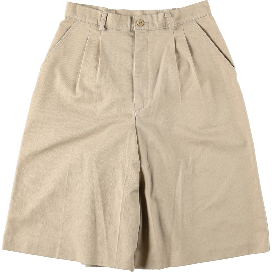 ~90'S Sears Carriage Court Classic Two-Pleat Chino Shorts, Women's Size L (W28 equivalent), Vintage polyester Beige type Vintage Second Hand