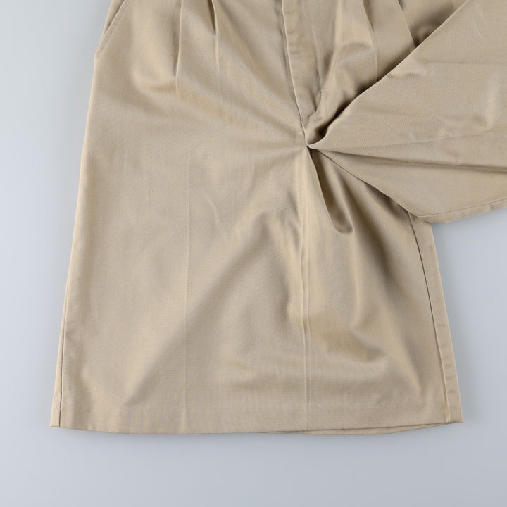 ~90'S Sears Carriage Court Classic Two-Pleat Chino Shorts, Women's Size L (W28 equivalent), Vintage polyester Beige type Vintage Second Hand