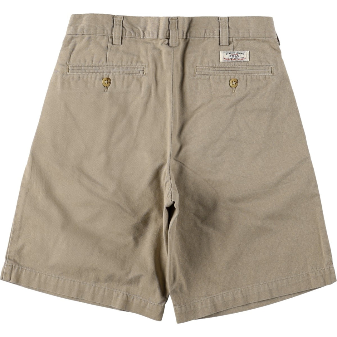 Ralph Lauren POLO by Ralph Lauren Two-Pleat Chino Shorts, Women's Size L (W28 equivalent) cotton Beige type Vintage Second Hand