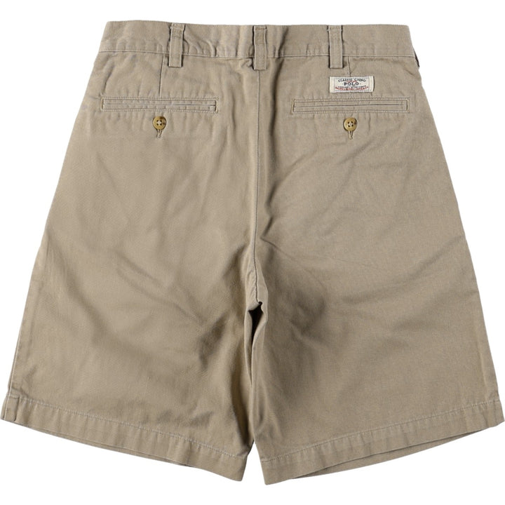 Ralph Lauren POLO by Ralph Lauren Two-Pleat Chino Shorts, Women's Size L (W28 equivalent) cotton Beige type Vintage Second Hand